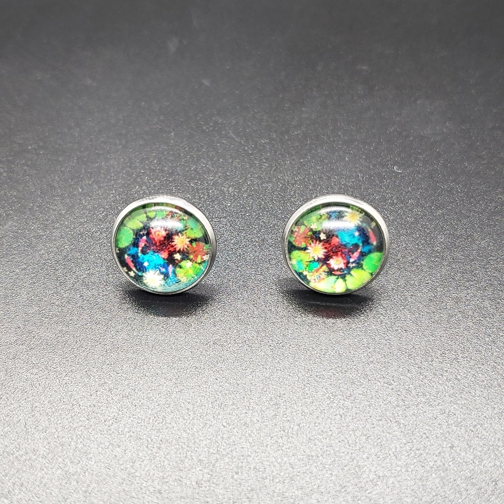 Pond Lilly Pad Stud Earrings